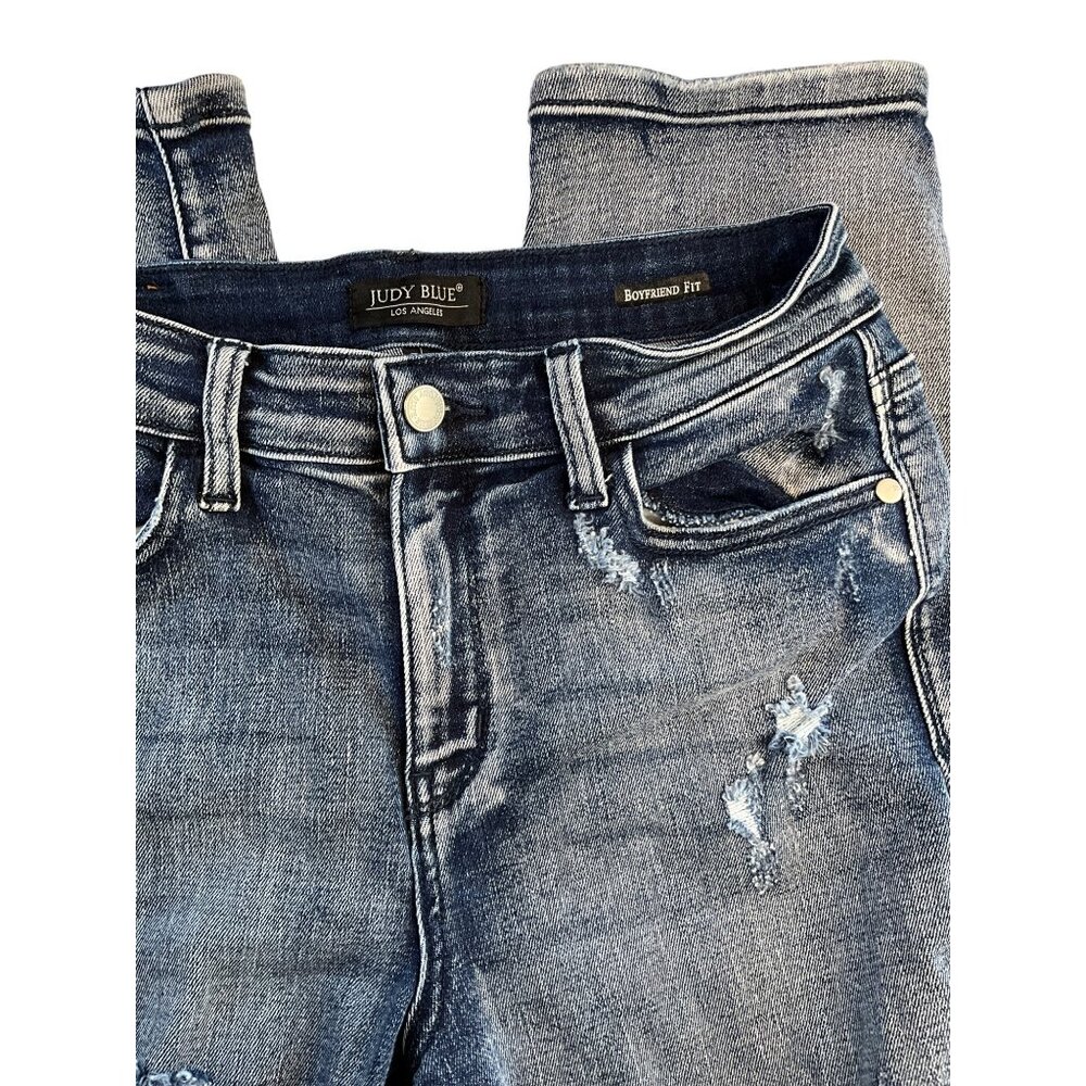 Judy Blue Boyfriend Fit 5|27 Distressed Jeans Style #JB82284MD